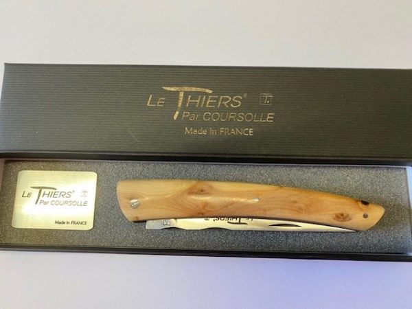 COUTEAU THIERS PLEIN MANCHE CADE 12 CM 1 PIECE  LAME INOX RESSORT  GUILLOCHE-9612 GENEVRIER