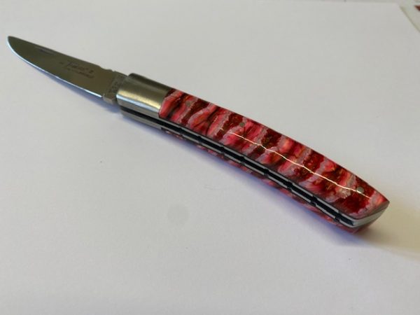 COUTEAU THIERS 1 MITRE MANCHE MOLAIRE DE MAMMOUTH STABILISE 12 CM 1 PIECE  LAME INOX RESSORT  GUILLOCHE-9312 MAM – Image 7