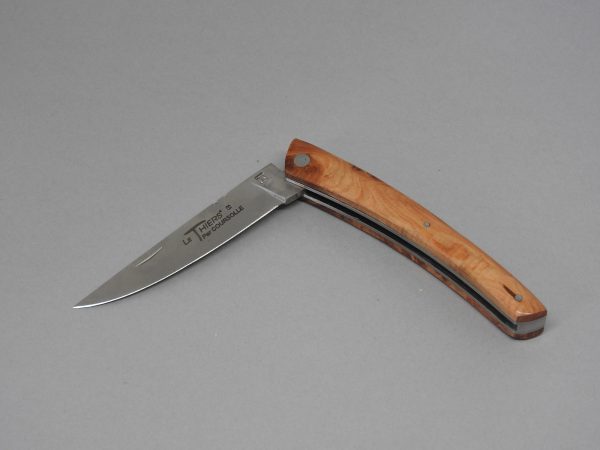 COUTEAU THIERS PLEIN MANCHE GENEVRIER 10 CM 1 PIECE  LAME INOX RESSORT  GUILLOCHE-9610 CAD