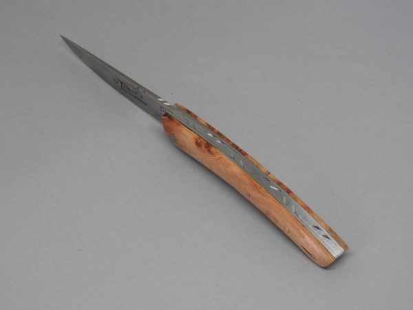 COUTEAU THIERS PLEIN MANCHE GENEVRIER 10 CM 1 PIECE  LAME INOX RESSORT  GUILLOCHE-9610 CAD – Image 4