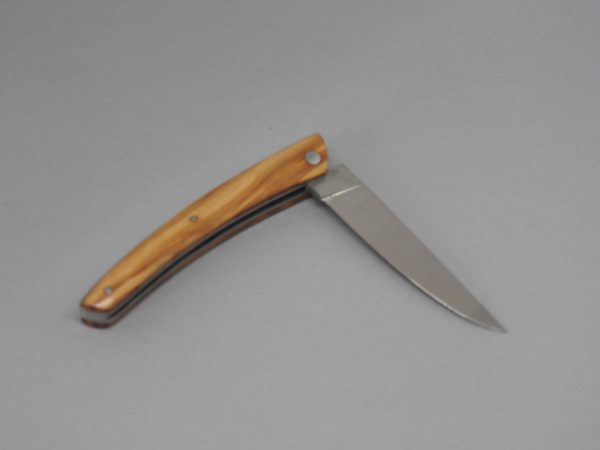 COUTEAU THIERS PLEIN MANCHE OLIVIER 10 CM 1 PIECE  LAME INOX RESSORT  GUILLOCHE-9610 OL – Image 3
