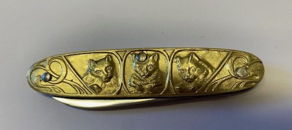 COUTEAU COURSOLLE PETITS CHATS 1 PIECE  MANCHE LAITON -151 – Image 7