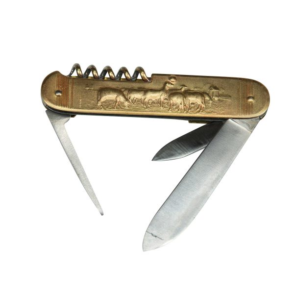 COUTEAU COURSOLLE GRAND  BERGER MOUTON  4  PIÈCES  TIRE-BOUCHON POINÇON CANIF  MANCHE LAITON - 253 – Image 2