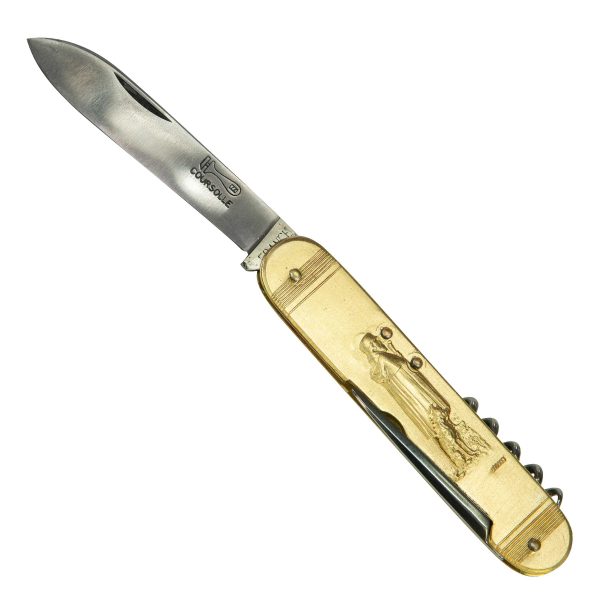 COUTEAU COURSOLLE GRAND BERGER MOUTON 3  PIÈCES  TIRE-BOUCHON POINÇON  MANCHE LAITON - 279