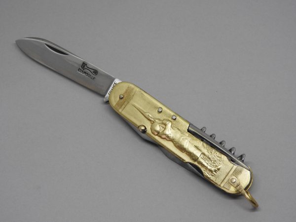 COUTEAU COURSOLLE GRAND CHASSEUR CHIEN  6  PIÈCES  TIRE-BOUCHON POINÇON OUVRE-BOITE CANIF TOURNEVIS  MANCHE LAITON - 247 – Image 2