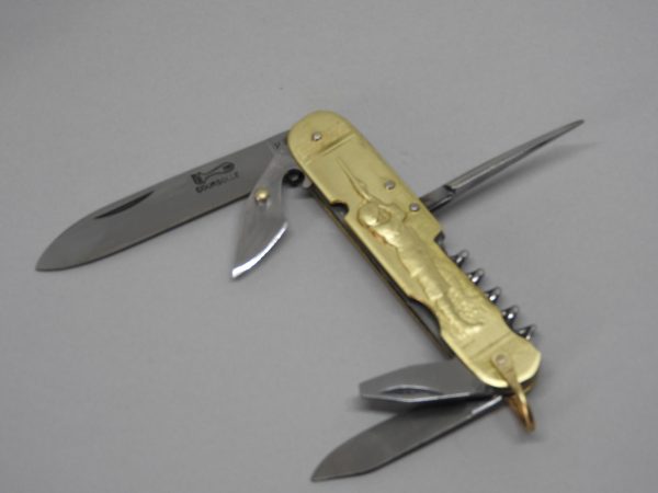 COUTEAU COURSOLLE GRAND CHASSEUR CHIEN  6  PIÈCES  TIRE-BOUCHON POINÇON OUVRE-BOITE CANIF TOURNEVIS  MANCHE LAITON - 247 – Image 3