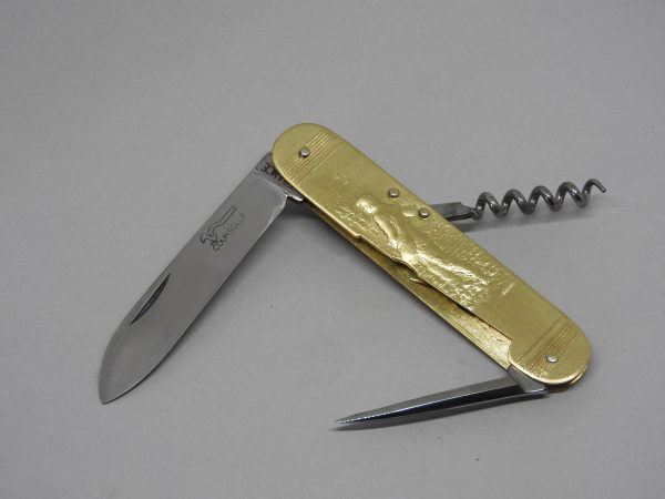 COUTEAU COURSOLLE GRAND SEMEUR FAUCHEUR 3  PIÈCES  TIRE-BOUCHON POINÇON  MANCHE LAITON - 279 – Image 3