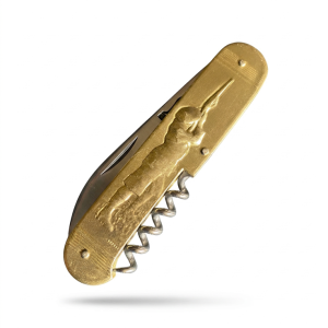 Détail manche laiton couteau grand chasseur Coursolle