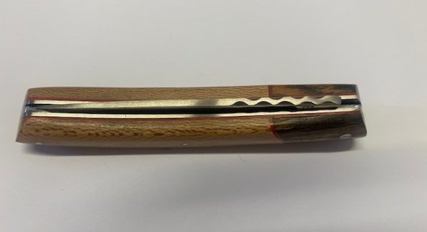 COUTEAU THIERS 12CM PLEIN MANCHE BOCOTE PLATANE SUR  LAME ET RESSORT INOX GUILLOCHES-9612BOPLA – Image 5