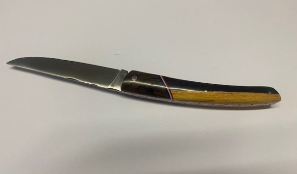 COUTEAU THIERS 12CM PLEIN MANCHE ZIRICOTE GRENADILLE SUR PLATINES LAME ET RESSORT INOX GUILLOCHES-9612ZIGRE – Image 4