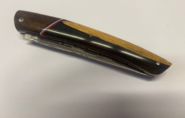 COUTEAU THIERS 12CM PLEIN MANCHE ZIRICOTE GRENADILLE SUR PLATINES LAME ET RESSORT INOX GUILLOCHES-9612ZIGRE