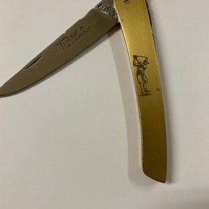 COUTEAU LE THIERS 12CM MANCHE LAITON SATINE LAME INOX-9512U GOLF