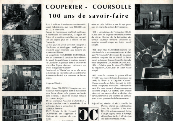 coutellerie Couperier Coursolle à Thiers - 100 ans de savoir-faire
